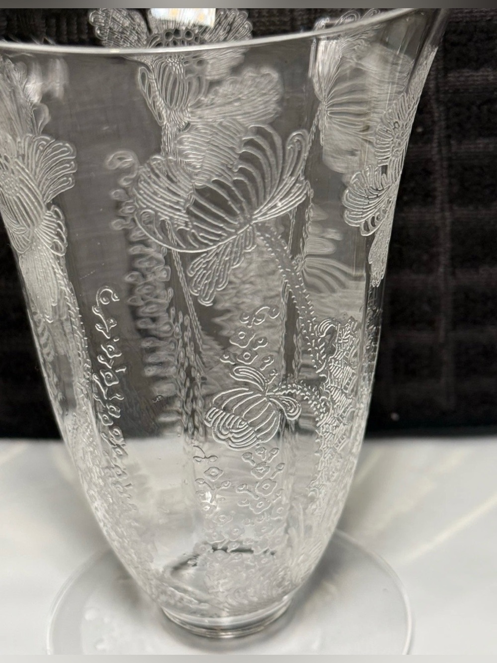 1930 Cambridge Glass Etched Gloria Clear
Footed Tumbler Floral Stem 3130 RARE - Picture 4 of 11